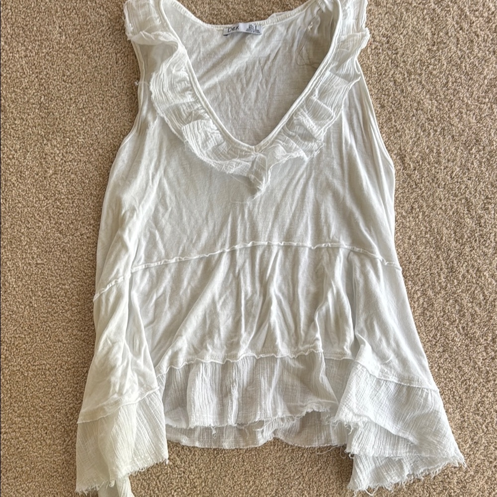 Women's White Ruffled Top